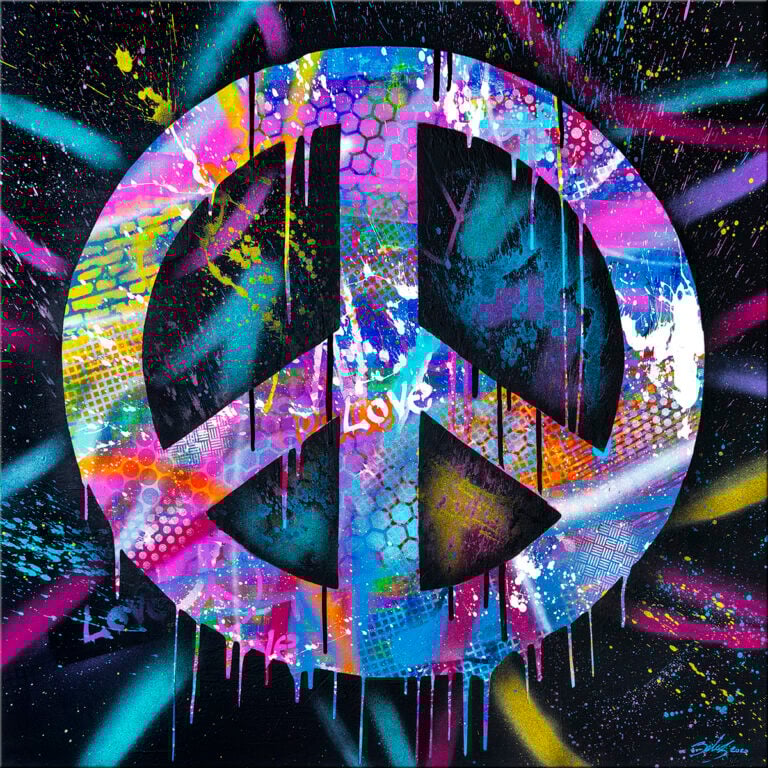 Pop Art / Abstract Painting Demo with the Peace and Love Stencil