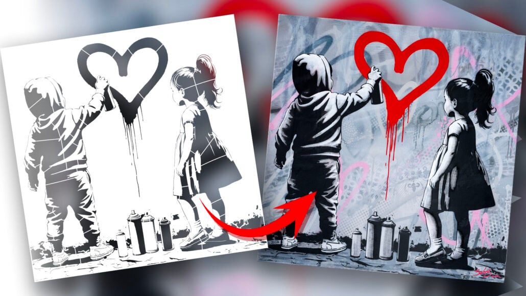 Create Your Own Street Art: Painting Demonstration with 'Amour Naissant' Stencils