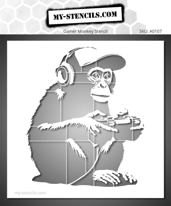 Geek Monkey Stencil for Artists & Decorators – Create a Unique Gaming Masterpiece with This Reusable, High-Quality Stencil!