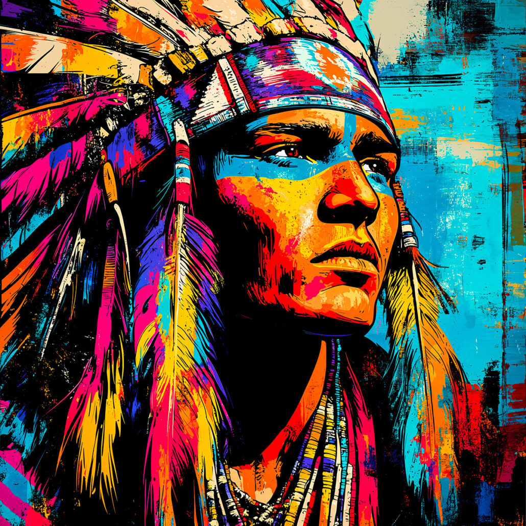 Feathered Headdress Native Stencil – Noble Native American Chief