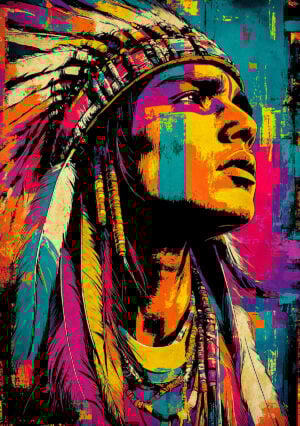 Young Native American Chief Headdress Stencil – FAS015