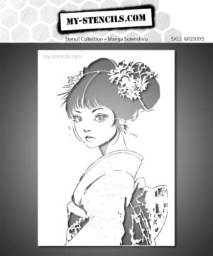 Japanese Girl in Kimono Stencil