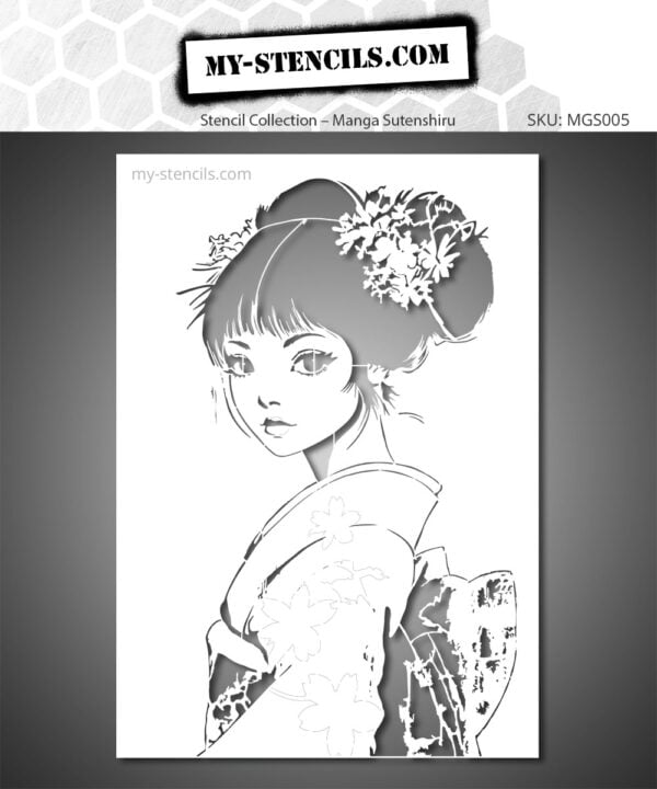 Japanese Girl in Kimono Stencil