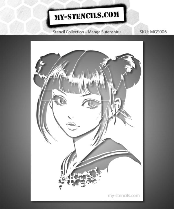 Japanese Schoolgirl Manga Stencil