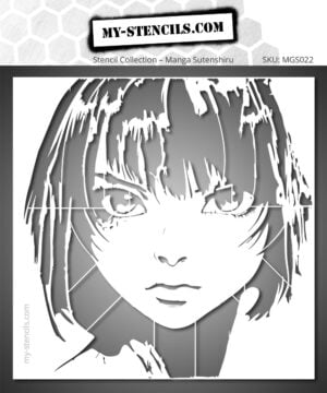 Manga Heroine with Intense Gaze Stencil