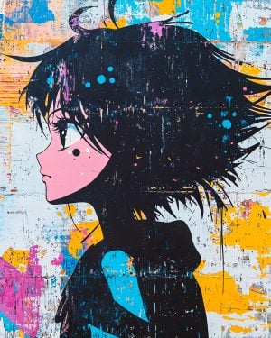 Profile Girl Manga Stencil