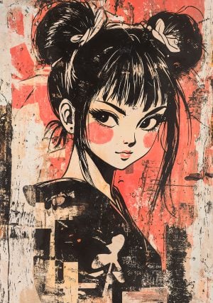 Odango Girl Manga Stencil