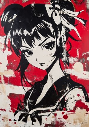Rebel Girl Manga Stencil