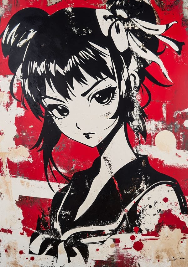 Rebel Girl Manga Stencil
