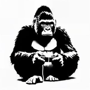 Video Game Gorilla Stencil – Ideal for Artists and Painters. Reusable, Reversible, and High-Quality, Perfect for Artwork, Canvases, and Wall Décor.