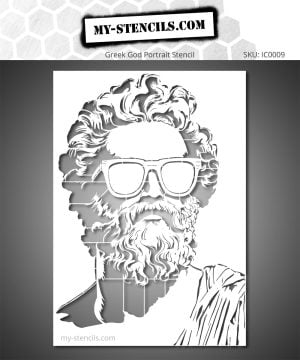 Zeus is Cool Stencil – Zeus wearing sunglasses in a quirky, urban, street art and pop art style