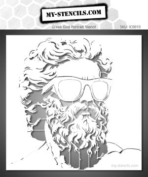 Zeus portrait stencil – graphic portrait stencil of Zeus, perfect for wall decoration, urban art, graffiti and artistic creation