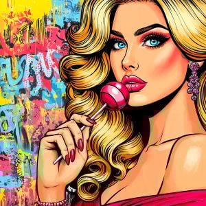 Artwork made using the Pop Art Woman Stencil – A reusable and durable artistic model, perfect for painting and creative projects