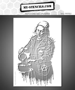 The Milkmaid Punk Stencil - raw urban reinterpretation of a classic, Banksy-inspired street art style