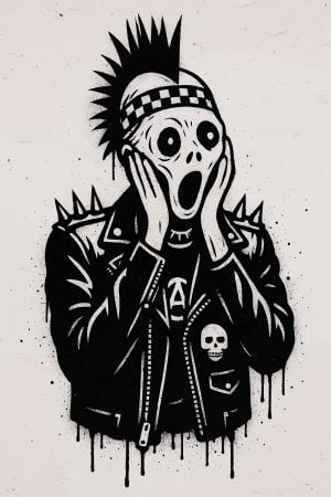 The Scream punk stencil, expressive urban art blending classical culture with raw aesthetic