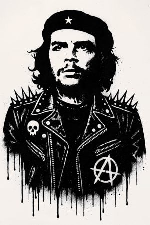 Che Guevara Punk Stencil – portrait in raw urban street art style, Banksy-inspired, graffiti and New York street art