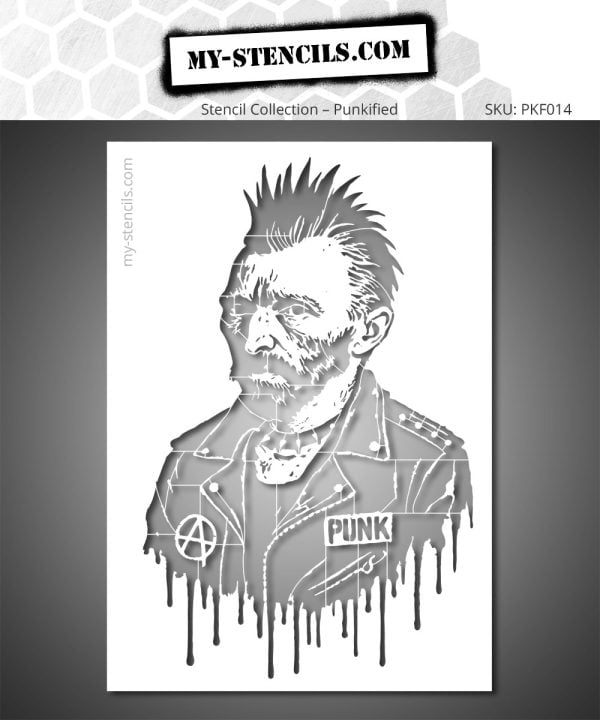 Rediscover Vincent Van Gogh in a rebellious and modern version with this Vincent Van Gogh Punk stencil. A unique design blending classic art with street art spirit, perfect for customizing walls, furniture, or canvases with bold originality.