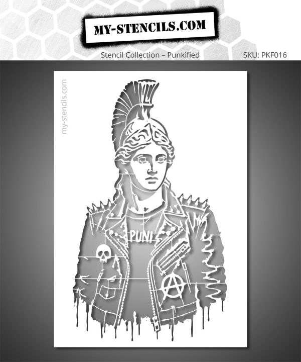 Athena Punk Stencil – Greek Goddess Reimagined in Bold Rebel Street Art