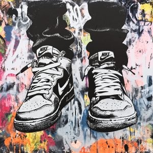 Sneakers Stencil – raw urban street art style, graffiti, paint