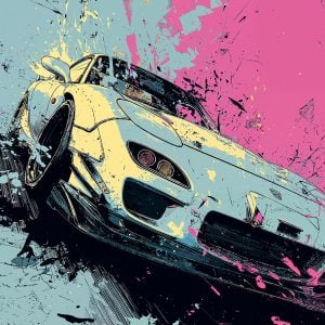 Artwork made with the Mazda RX7 Drift Stencil – An ideal choice for car lovers and drift enthusiasts.