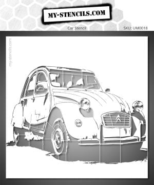 Citroën 2CV stencil – stylized retro French car for wall art, fabric customization, or creative decoration