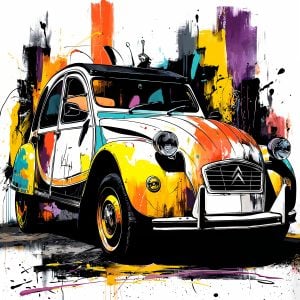 Creative example made using the Citroën 2CV stencil