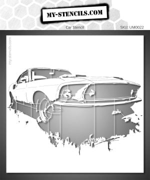 1969 Ford Mustang Fastback Stencil – perfect for decorating walls, furniture, fabrics, or retro car-inspired creative projects.