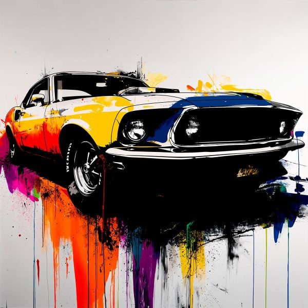 1969 Ford Mustang Fastback Stencil – perfect for decorating walls, furniture, fabrics, or retro car-inspired creative projects.