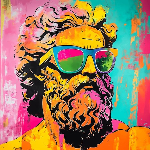 Artwork created with the Zeus portrait stencil – A pop art portrait with style!