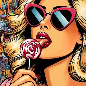 Glamorous woman portrait created with the Pop Art painting stencil – for bold and glamorous creations.