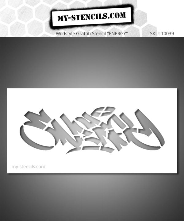 Energy Street Art Graffiti Stencil - raw and explosive graffiti typography, symbol of intensity and movement in an authentic urban style