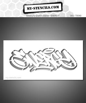 Wildstyle Energy Graffiti Stencil with shaded outlines and unique 3D effect: explosive typography, full of movement and intensity, for a striking urban result
