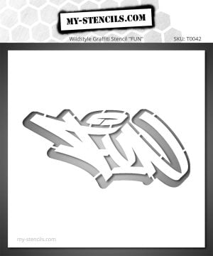 Fun Graffiti Stencil with 3D effect and shading: expressive and joyful freestyle lettering, adding relief and creativity to street art