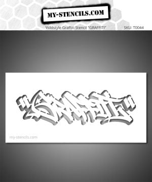 Urban Style Graffiti stencil with shaded outlines and 3D effect: powerful urban design, offering depth and 100% graffiti authenticity