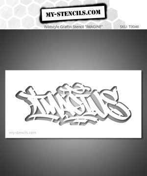 Imagine Street Art Graffiti Stencil - urban graffiti lettering, raw street art style, Banksy influence, expressive and inspiring visual