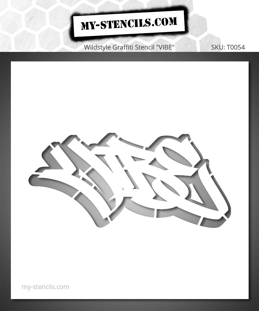 Graffiti Vibe Stencil - urban graffiti lettering, raw and colorful street art style, expressive and dynamic visual