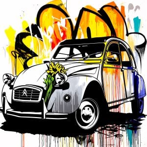 Citroën 2CV Retro Stencil, for decorative painting, inspired by French automobiles, reusable and unique stencil
