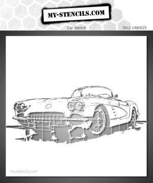 Vintage Corvette Car Stencil – classic automobile stencil for wall decoration and customization