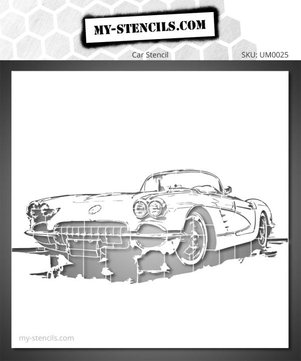 Vintage Corvette Chevrolet Car Stencil – classic automobile stencil for wall decoration and customization