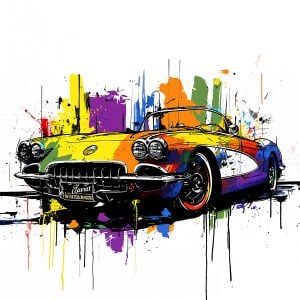 Artwork achievable with the Vintage Corvette Car stencil – paint an iconic retro car