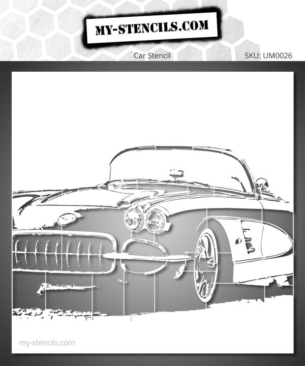 Retro Style Corvette Stencil – American retro car stencil, muscle car, artistic decoration and DIY projects