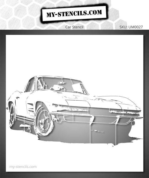 Corvette 1963 Stencil – vintage car stencil for furniture, fabric, wall customization and creative projects
