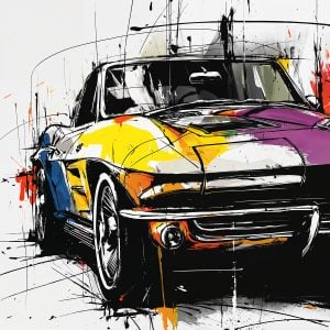 Easily paint a mural with the Corvette Sport stencil – automotive graffiti inspired by power and sporty design