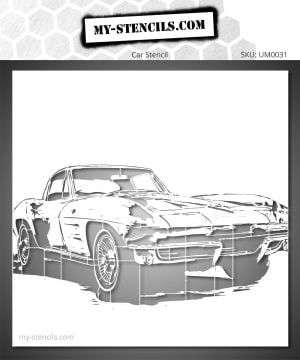American Corvette Stencil – vintage car stencil for furniture, fabric, wall customization and creative projects