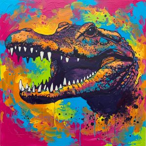 Painting created with the Crocodile Head stencil – a bold and wild design, perfect for decor full of energy and character.