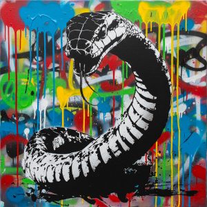 Created with the Cobra Stencil, this artwork highlights the power and elegance of the serpent. Its sinuous lines and precise contours evoke the strength, grace, and mystery of this iconic creature.