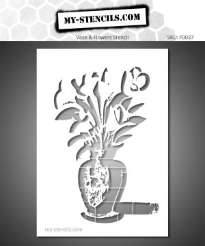 Flower Bouquet Stencil – A stylized bouquet with clean, balanced lines and a vase of simple, structured shapes, inspired by modern art and studio graphics. Available in several sizes and reusable.