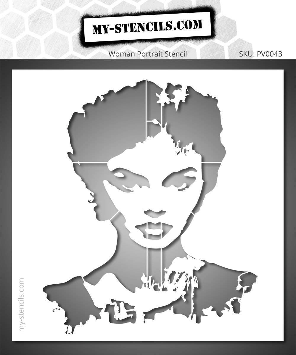This Neo-Stencil woman portrait explores the meeting point between mural art and graphic design aesthetics. A minimalist, expressive, and elegant female portrait where every contrast reveals raw emotion.