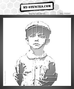 A precision-cut stencil model for painting, depicting a young boy in a Gavroche-inspired 1930s style with a newsboy cap—perfect for DIY wall decoration or street art painting projects.