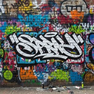 Made with the Wildstyle Graffiti Spray stencil – the raw essence of street art in a burst of color.